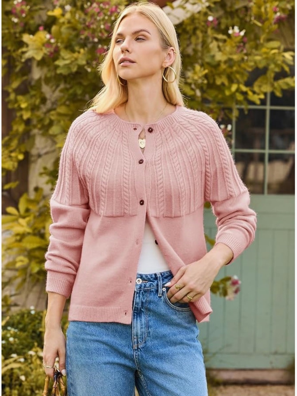 Dokotoo Light Pink Knit Cardigan Sweater NWT Size Small Cable Knit